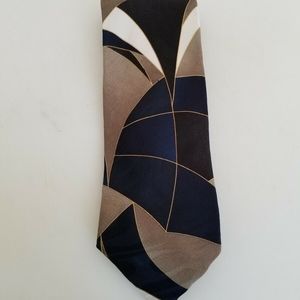 Essex Row Blue Geometric Men's Wide Silk Tie